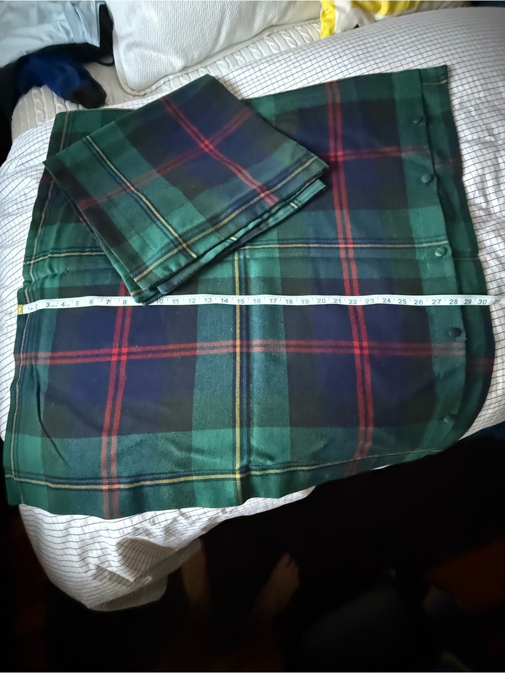 Vintage Lauren Ralph Lauren Green Navy Red Tartan Euro Shams (3) 100% Wool.